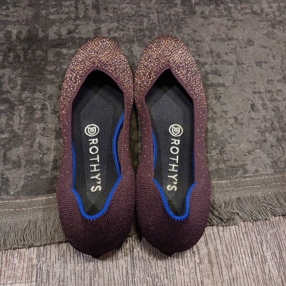 Rothy’s Eggplant Metallic The Flat Round Toe Shoes - Women’s  Retired Rare - Picture 5 of 6